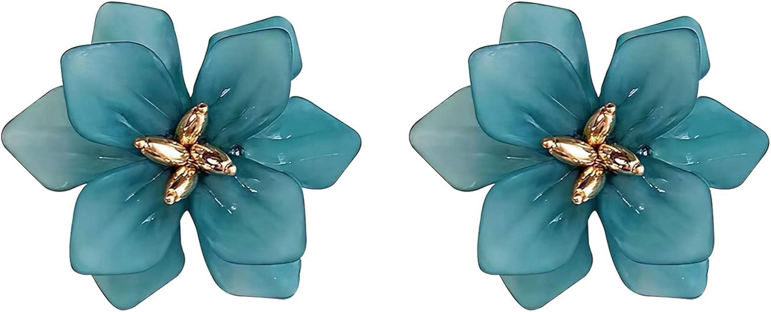 Seakuur Bohemian Luxury Oversize Resin Big Flower Earrings for Women Stainless Steel Crystal Jewelry | Amazon (US)