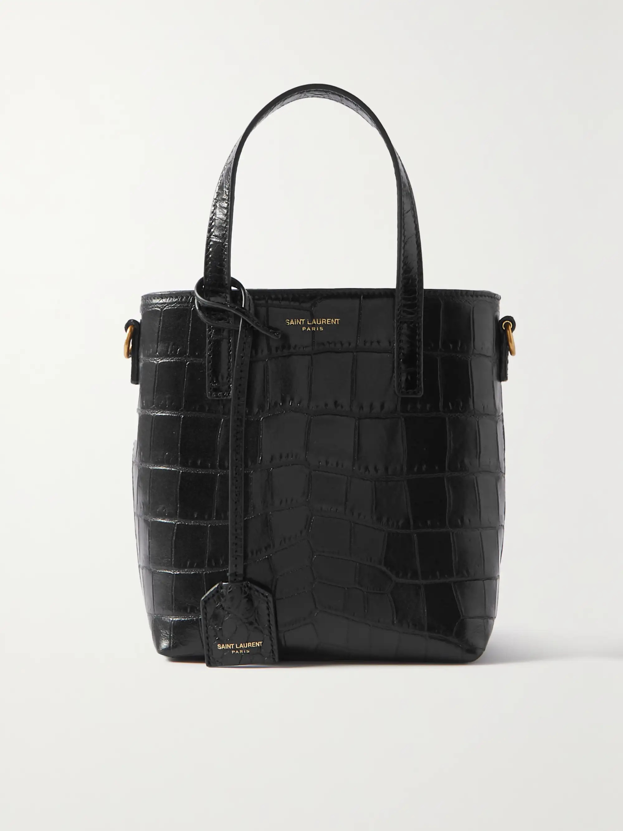 Mini Toy Shopping croc-effect leather tote - black - One Size | NET-A-PORTER (US)