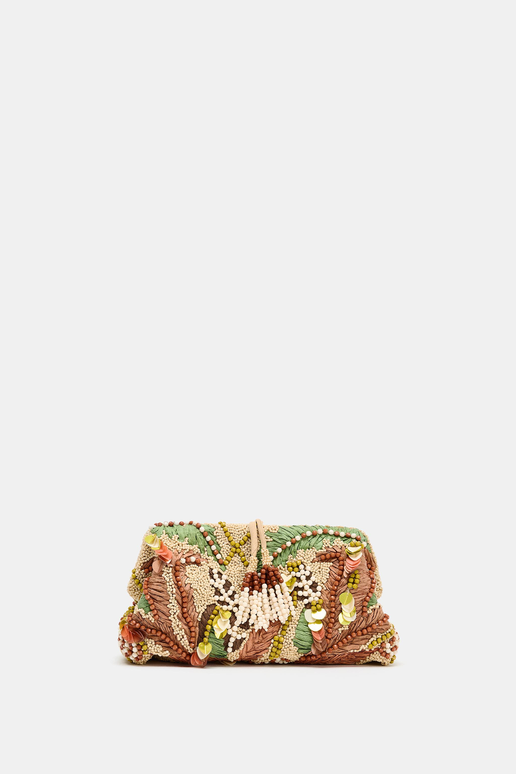 BEADED PRINTED POUCH BAG | Zara UK