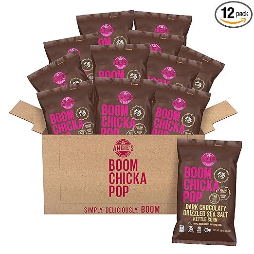 Angie’s BOOMCHICKAPOP Dark Chocolaty Drizzled Sea Salt Kettle Corn, 5.5 Ounce Bag (Pack of 12 B... | Amazon (US)