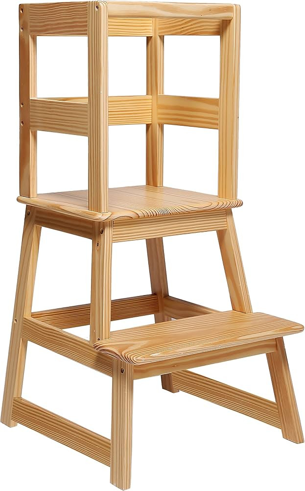 SDADI Kids Kitchen Step Stool with Safety Rail - for Toddlers 18 Months and Older, Natural LT01N | Amazon (US)