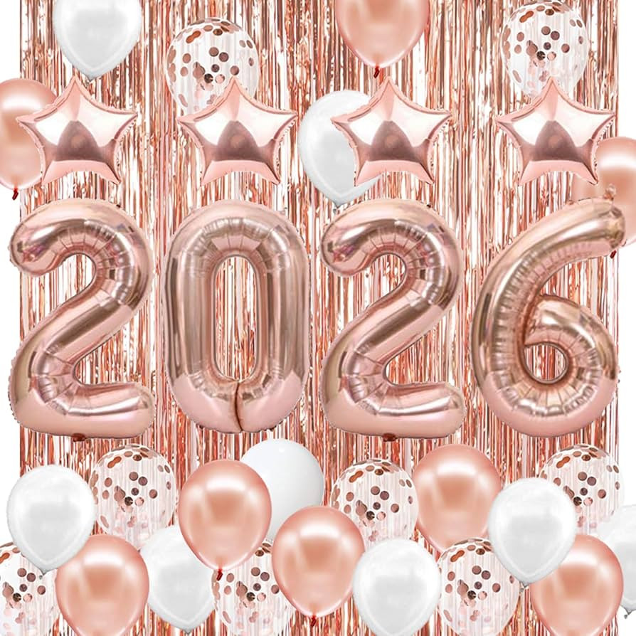 JOJO FLY New Years Eve Party Decorations Kit, Rose Gold 2026 Balloons, Rose Gold and White Balloo... | Amazon (US)