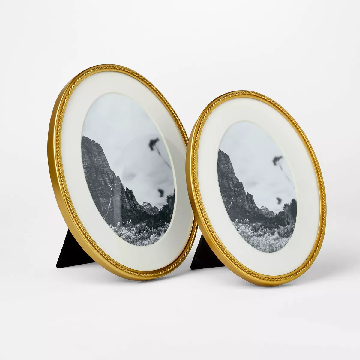 7"x9" Matted to 5"x7" Twisted Metal Oval Picture Frame - Threshold™ designed with Studio McGee | Target