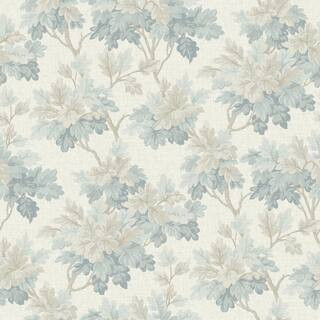 396 in. L x 20.50 in. W Blue Oakcliff Blue Leaf Trail Wallpaper | The Home Depot
