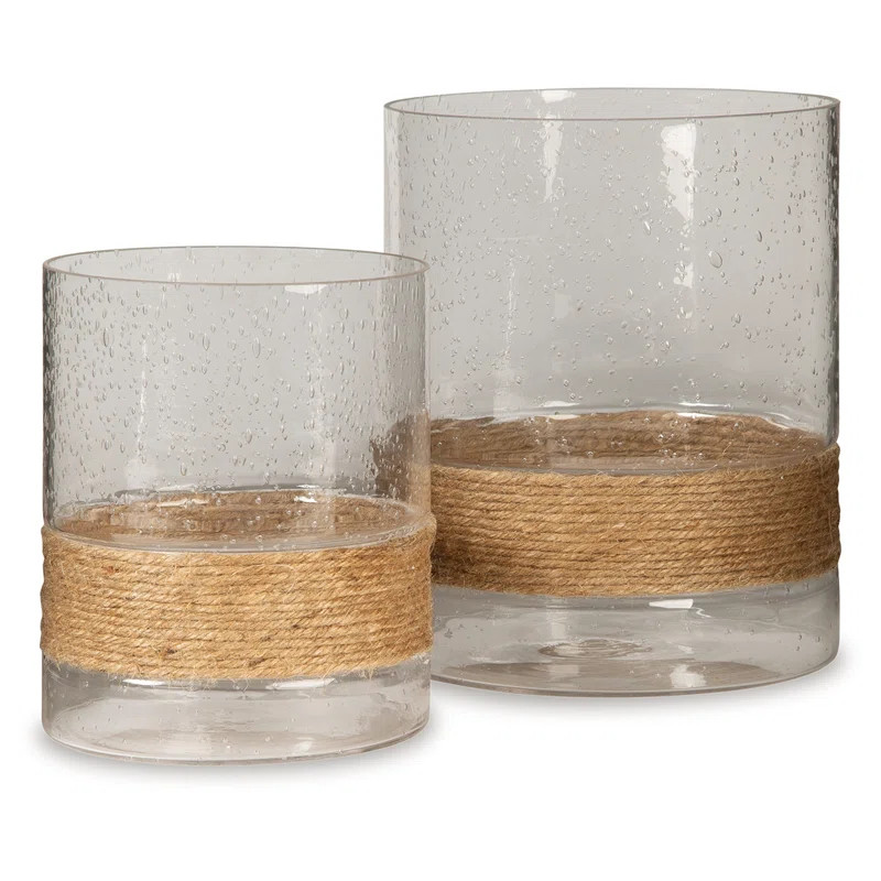 Rosecliff Heights Ann 2 Piece Glass/Rope Tabletop Hurricane Set & Reviews | Wayfair | Wayfair North America