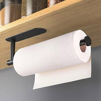 VAEHOLD Adhesive Paper Towel Holder Under Cabinet Wall Mount for Kitchen Towel, Black Roll Stick ... | Amazon (US)