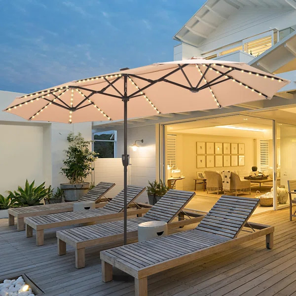 Jacobo 156'' x 78''Rectangular Lighted Market Umbrella | Wayfair North America