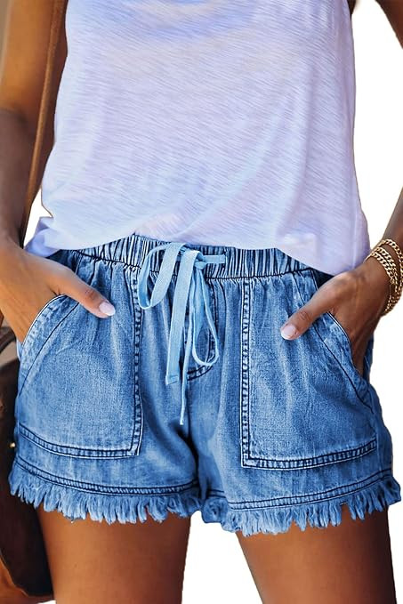 YOCUR Womens Lightweight Shorts Casual Baggy Trendy Short Pants Elastic Waist Drawstring Comfy Sh... | Amazon (US)