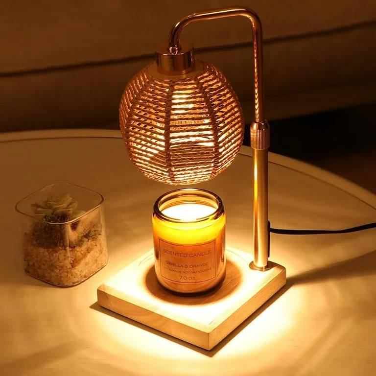 Candle Warmer Lamp with Timer Dimmable, Natural Weaving Boho Electric Candle Lamp, Wax Warmer Lam... | Walmart (US)