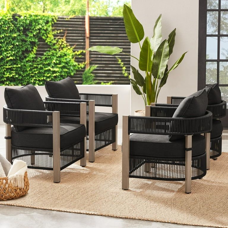 Better Homes & Gardens Tarren 5-Piece Wicker Outdoor Conversation Set, Black - Walmart.com | Walmart (US)