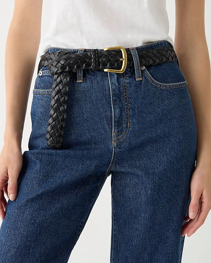 Long braided Italian leather belt | J.Crew US