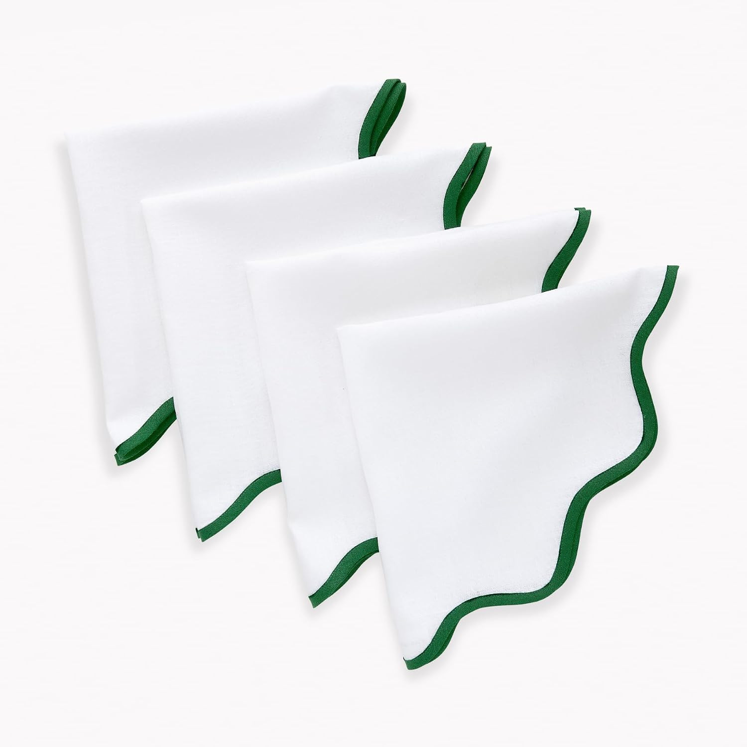 Solino Home 100% Pure Linen Napkins, 20 in Round, Green and White, Set of 4 | Amazon (US)