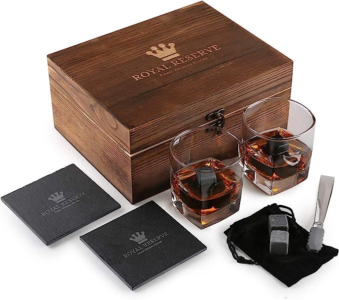 Whiskey Stones Gift Set by Royal Reserve | Husband Birthday Gifts Artisan Crafted Chilling Rocks ... | Amazon (US)
