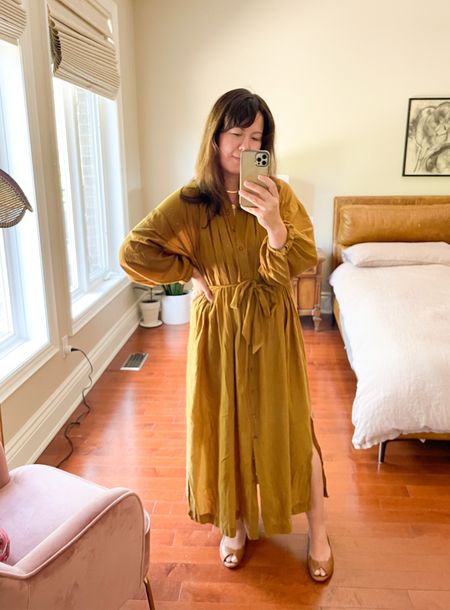 This long-sleeved dress is one of my fall favs! I love this classic shirt dress. #maxidress #falloutfit #falldress 

#LTKstyletip #LTKworkwear #LTKfit