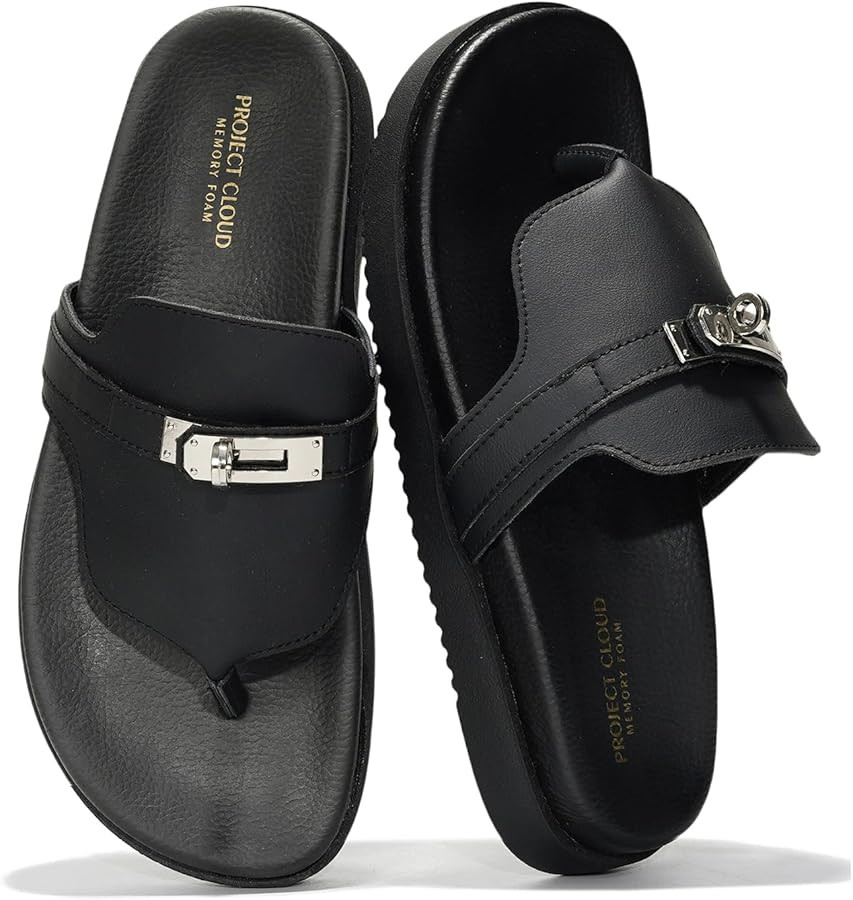 Project Cloud Genuine Leather Womens Sandals - Memory Foam Summer Sandals for Women 2025 - Slip o... | Amazon (US)