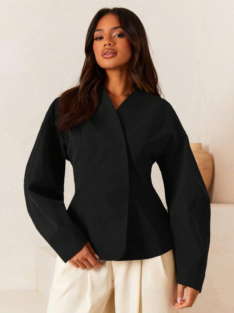 Athîral Women's Solid Color Drop Shoulder Long Sleeve Casual Jacket, Autumn/Winter | SHEIN