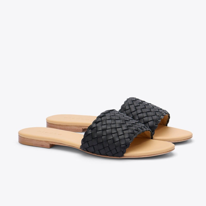 Isla Woven Slide Sandal Woven Black (6.5) | Nisolo