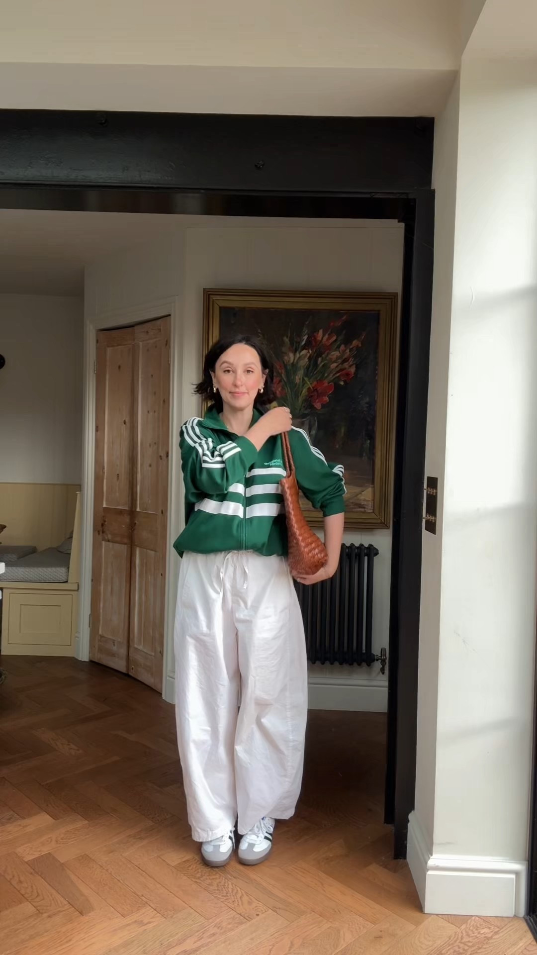 Spring over 40 outfit idea.

Barrel leg white trousers - COS
Sports zip up - adidas via vinted 
Trainers - adidas sambas 
Bag - anthro


#LTKuk #LTKmidsize #LTKspring