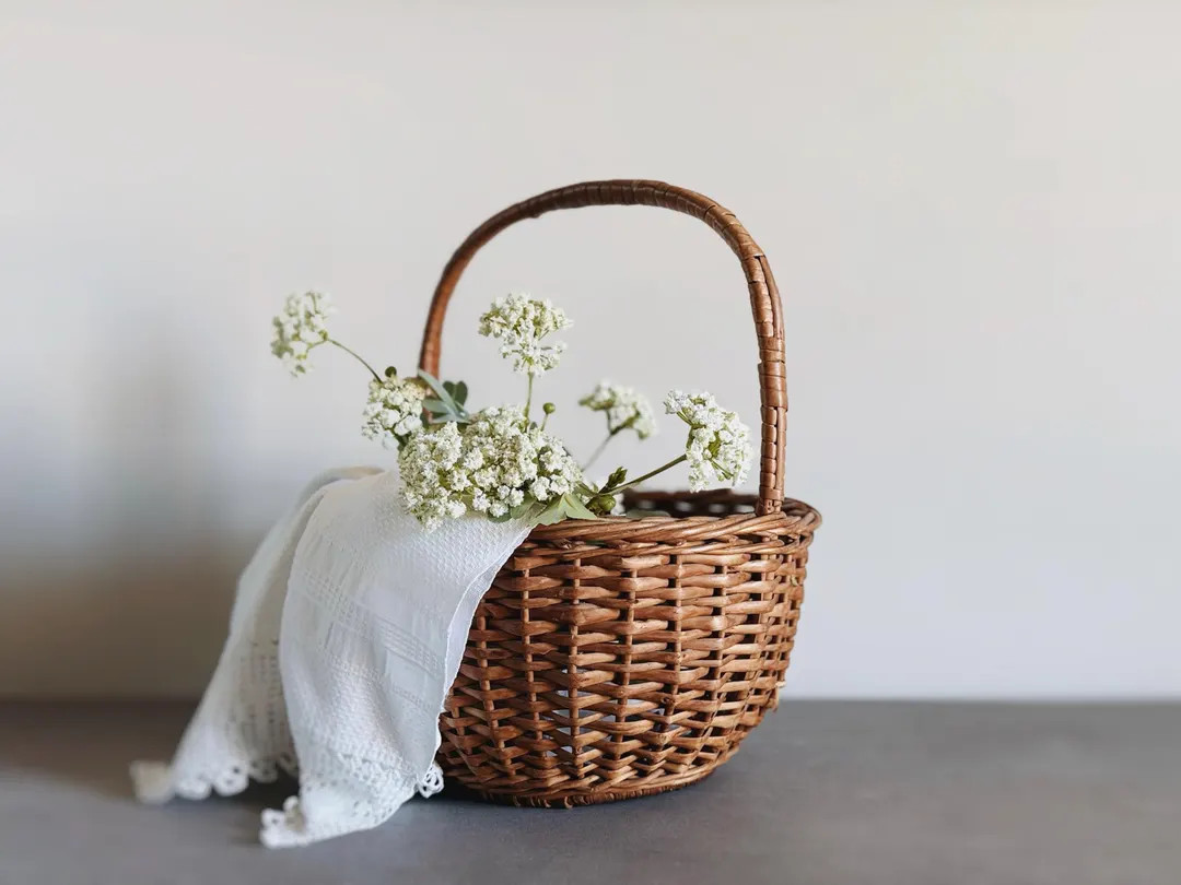 VINTAGE | Handmade Gathering Basket | Modern Farmhouse | Woven Basket With Handle | Cottage Decor... | Etsy (US)