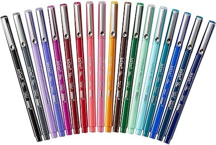 Marvy Uchida Le Pen Flex Multicolor Set - 18 Basic and Pastel Colors | Smear-Resistant and Quick-... | Amazon (US)