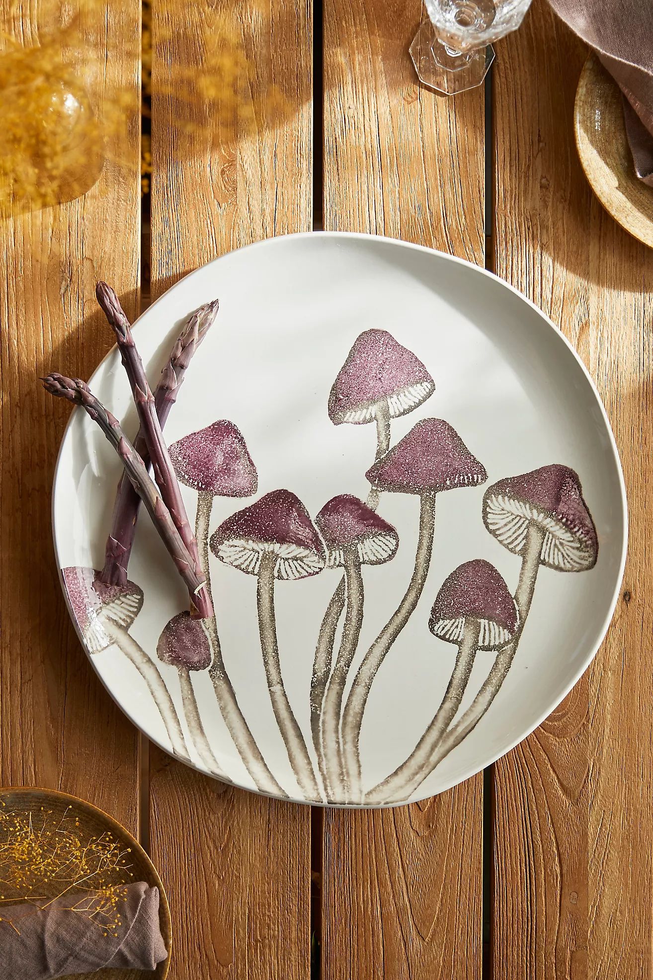 Mushroom Round Serving Platter, Purple | Anthropologie (US)