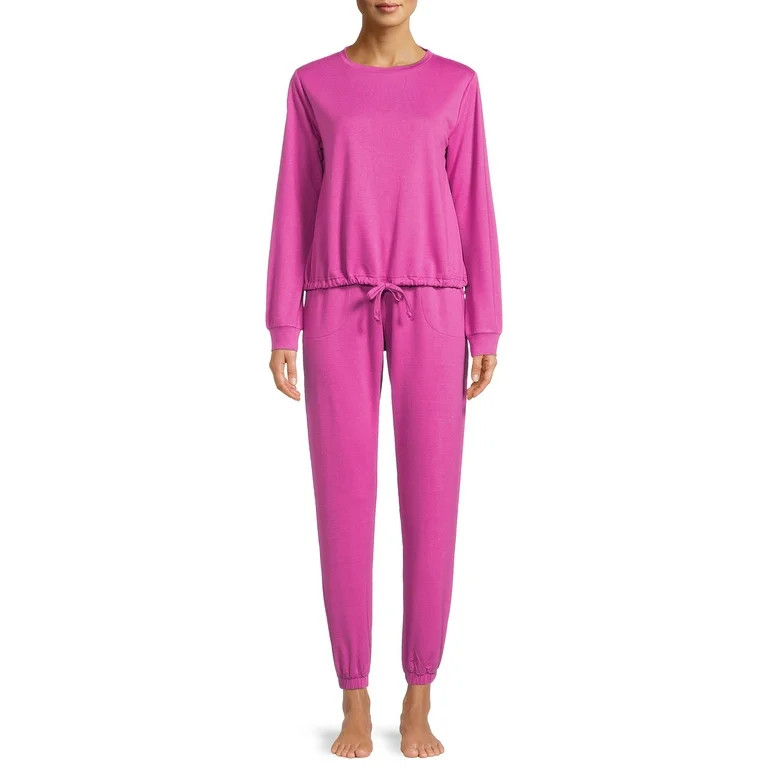 Lissome Women's and Women's Plus L/S French Terry 2-Piece PJ Set | Walmart (US)