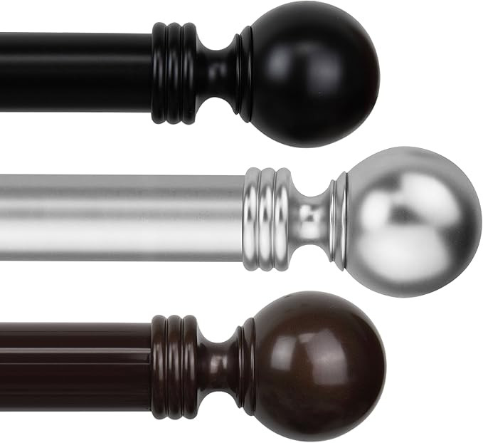 A&F Rod Decor - Ball 1.5 inch Curtain Rod 115" - 165" long - Black | Amazon (US)
