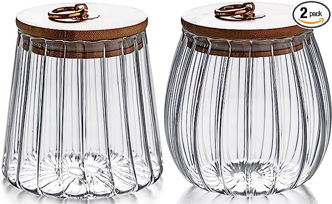 Amazon.com: Small Glass Coffee Nuts Canister Airtight Storage Jar Petal Decorative Container with... | Amazon (US)