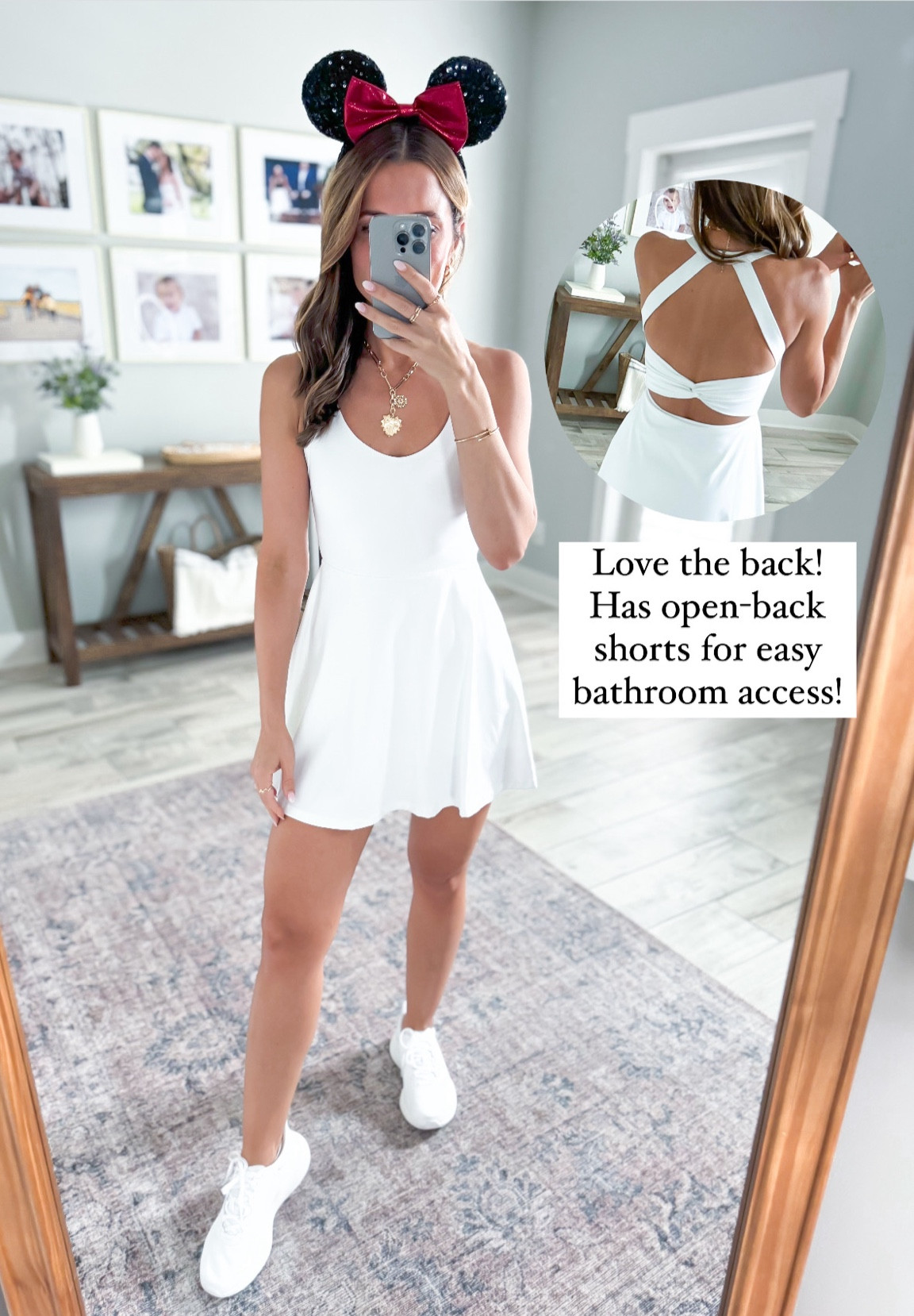 Athletic dress in XS. Tennis dress. Golf dress. Exercise dress. Has open-back shorts for easy bathroom access! Disney outfit. Hiking outfit (bringing to Grand Canyon and Zion)! Athleisure. Baseball mom. Lululemon chargefeel white sneakers are TTS.

*Seamless fabric + open back shorts + removable cups. Top is supportive but has some stretch!

#LTKActive #LTKShoeCrush #LTKFitness