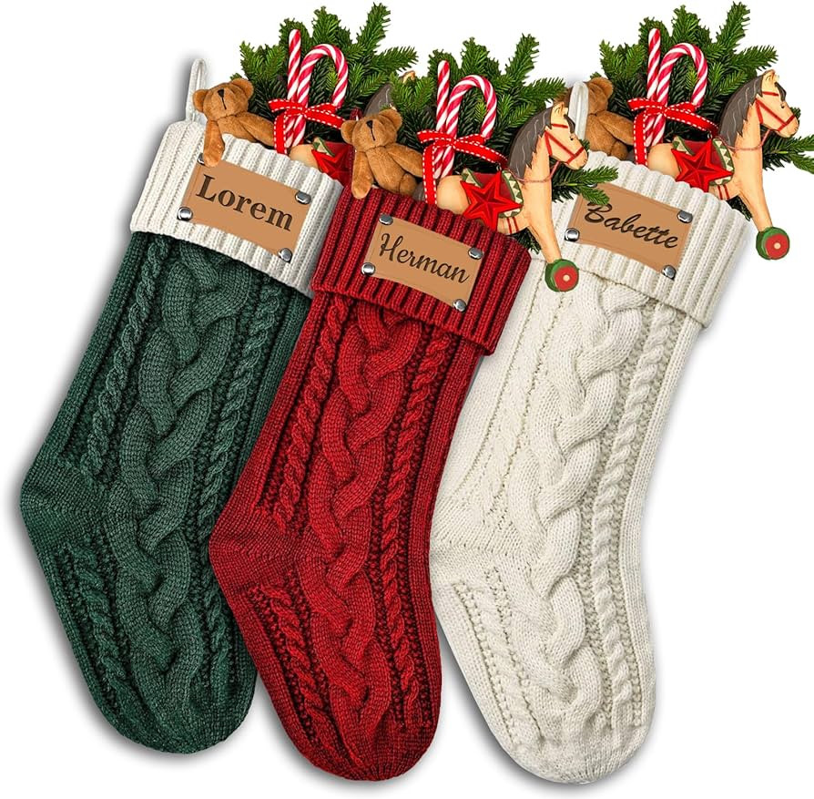 Personalized Christmas Stockings Custom Christmas Stockings with Names Knitted Stockings for Chri... | Amazon (US)