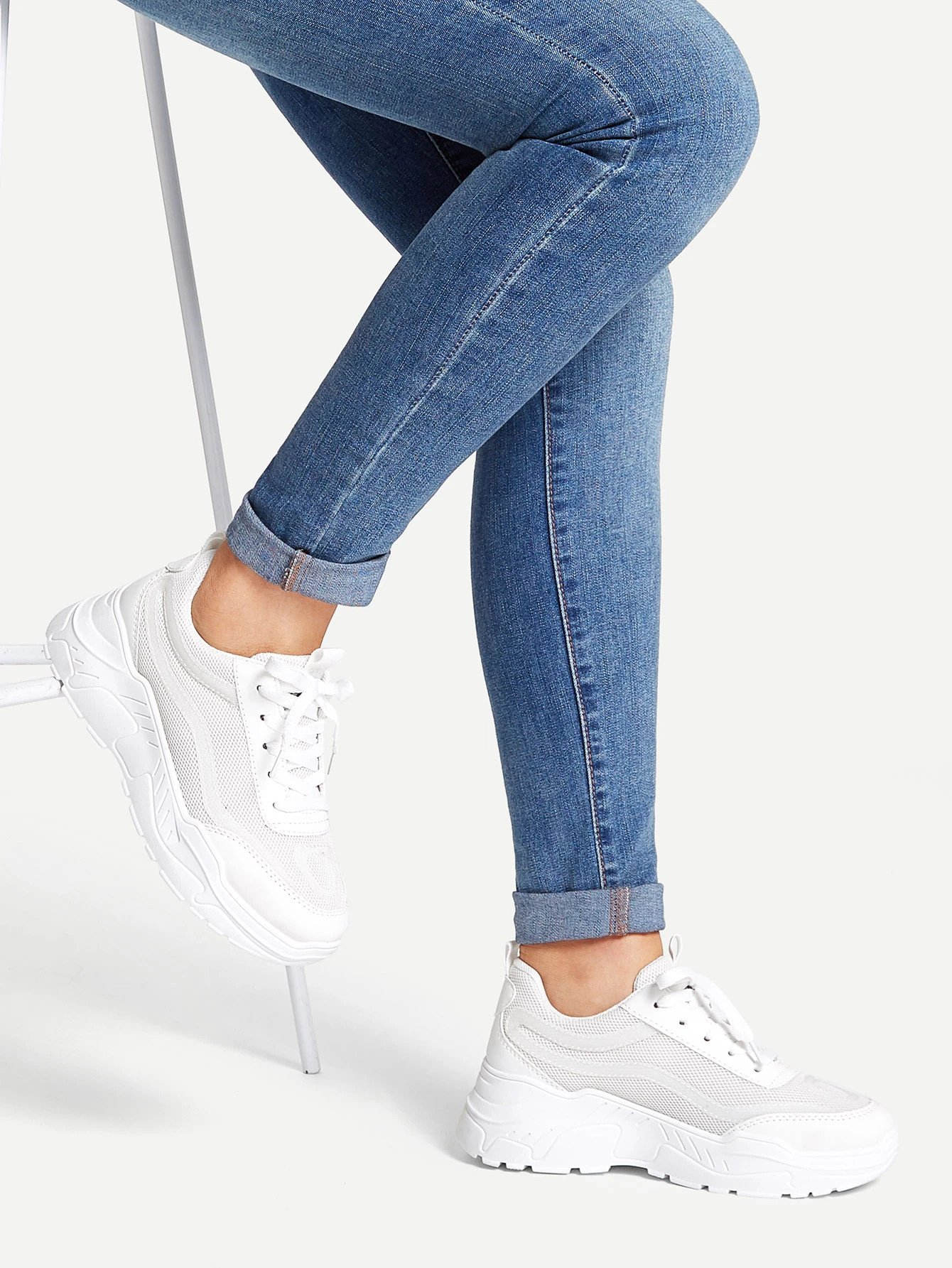 Solid Lace-up Chunky Trainers | SHEIN