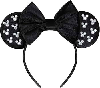 WOVOWOVO Mouse Ears Headbands for Women Girls Black Bow Pearl Hairbands Velvet Headband Christmas... | Amazon (US)