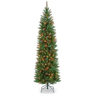 6.5 ft. Pre-lit Kingswood Fir Pencil Artificial Christmas Tree, Multicolor Lights | Michaels Stores