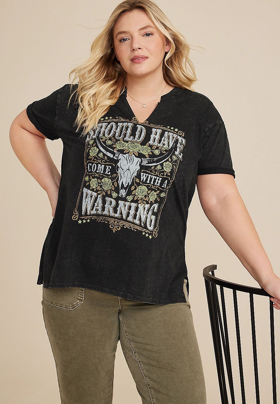 Plus Size Should Have Come With A Warning Graphic Tee | Maurices