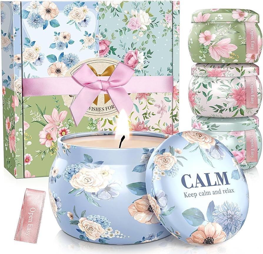 Scented Candles Set, 17.6 oz 4 Pack Home Scented Candles, 100-120 Hours Candle Present for Men an... | Amazon (US)