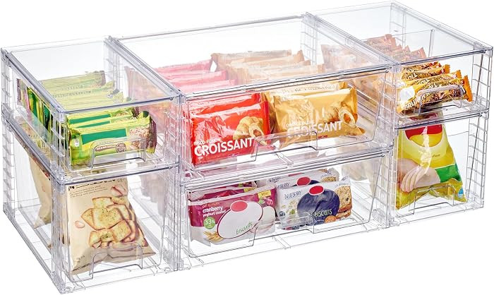 Vtopmart 6 Pack Clear Stackable Storage Drawers,Easy to Assemble Pantry Organizers and Storage wi... | Amazon (US)