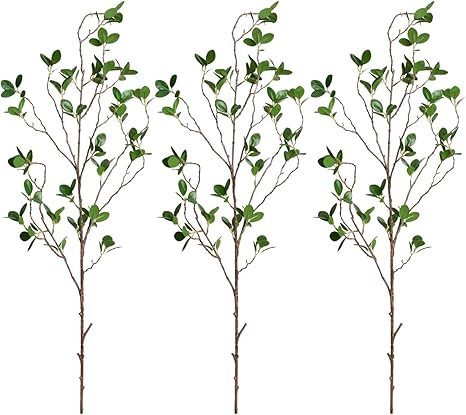Martine Mall 3pcs Artificial Eucalyptus Green Branches Artificial Ficus Branches Leaf Spray Faux ... | Amazon (US)