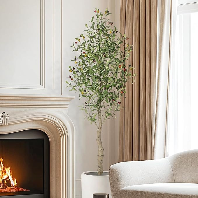 Artificial Olive Tree 5FT Tall Faux Olive Tree Indoor Fake Silk Plant with Realistic Trunk, Leave... | Amazon (US)