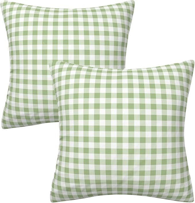 Green and White Buffalo Check Plaid Throw Pillow Cover Farmhouse Decorative Throw Pillow Case Ind... | Amazon (US)