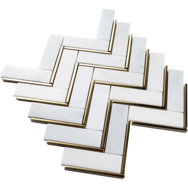 Natural Bianco 1" x 3" Marble Chevron Mosaic Wall Tile | Wayfair North America