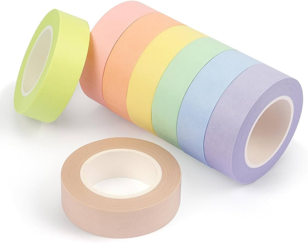 Hutou 8 Rolls Washi Tape Colored Washi Masking Tape 1/2 Inch Rainbow Colors Painters Tape Colorfu... | Amazon (US)