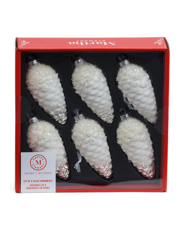 Set Of 6 Glass Pinecone Ornaments | TJ Maxx