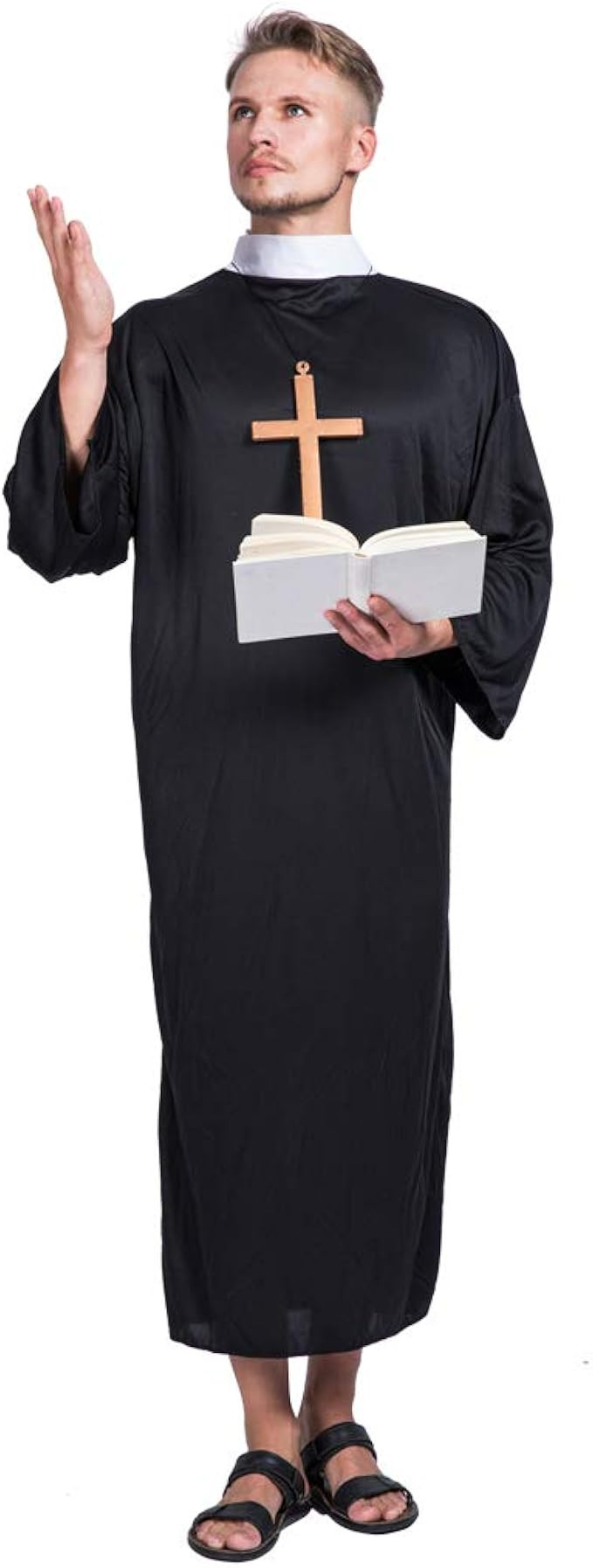 EraSpooky Men's Priest Halloween Costume, Onesize | Amazon (US)