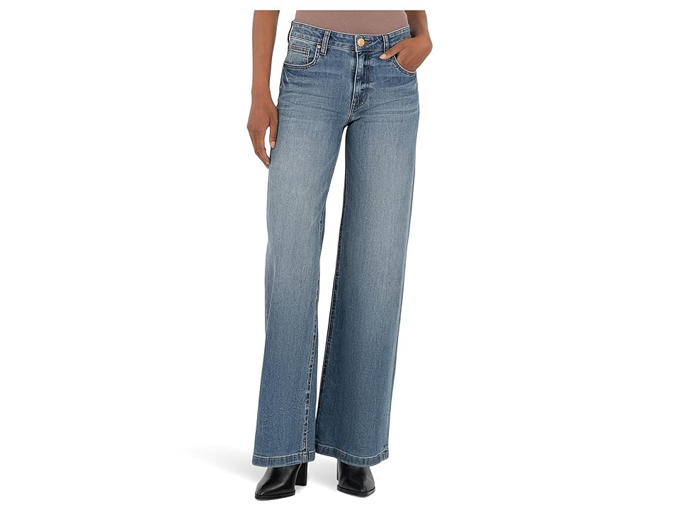 KUT from the Kloth Jean High-rise Wide Leg Clean Hem Women's Jeans Ablaze : 6 31.5, Cotton/Denim/Spandex | Zappos