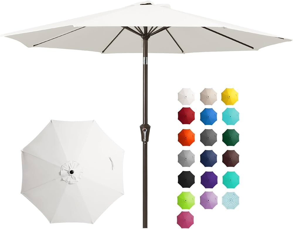 JEAREY 9FT Outdoor Patio Umbrella Outdoor Table Umbrella with Push Button Tilt and Crank, Market ... | Amazon (US)