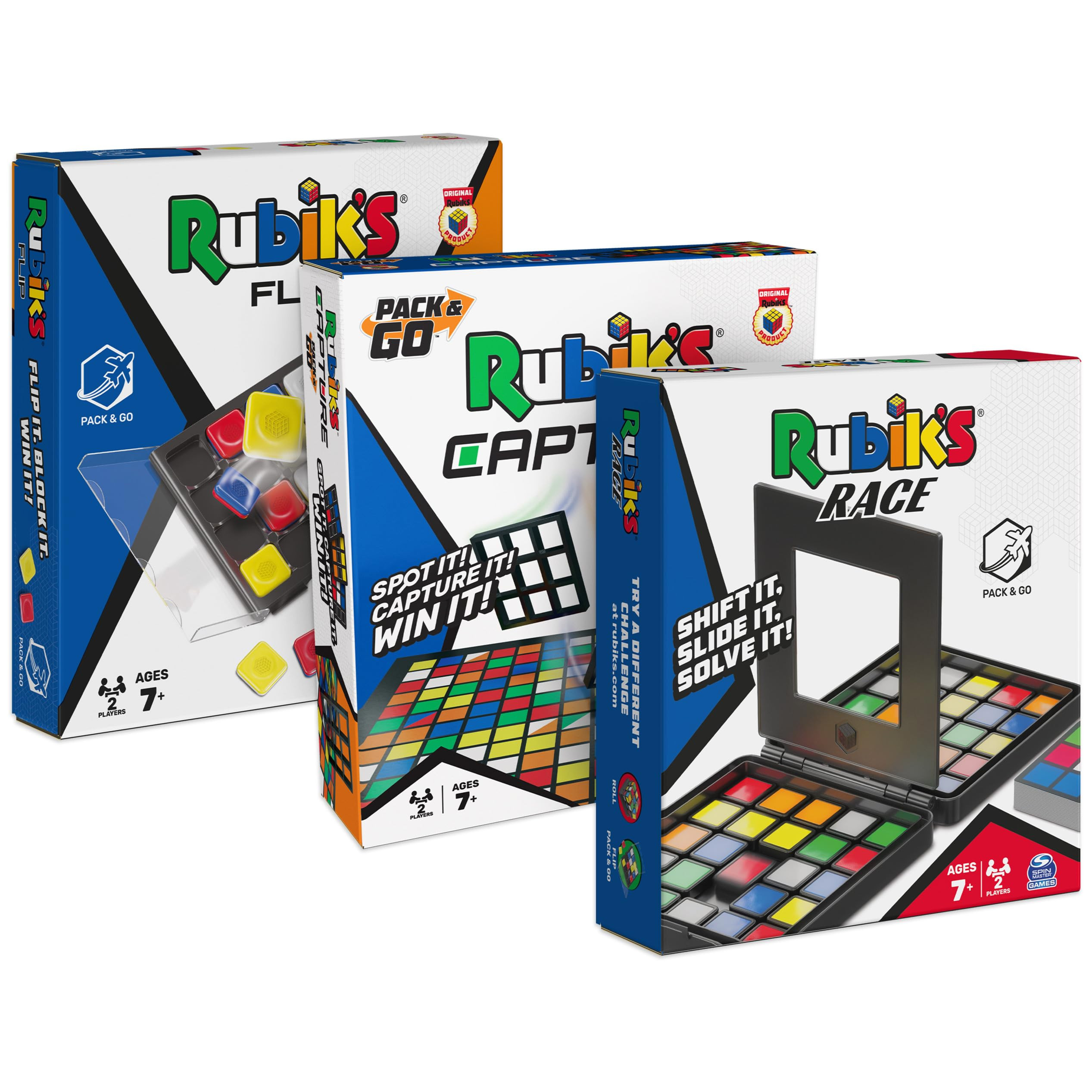 Rubik’s Cube, Pack & Go, 3-Pack Bundle of Games, Race, Flip, Capture, 2 Players, Amazon Exclusi... | Amazon (US)