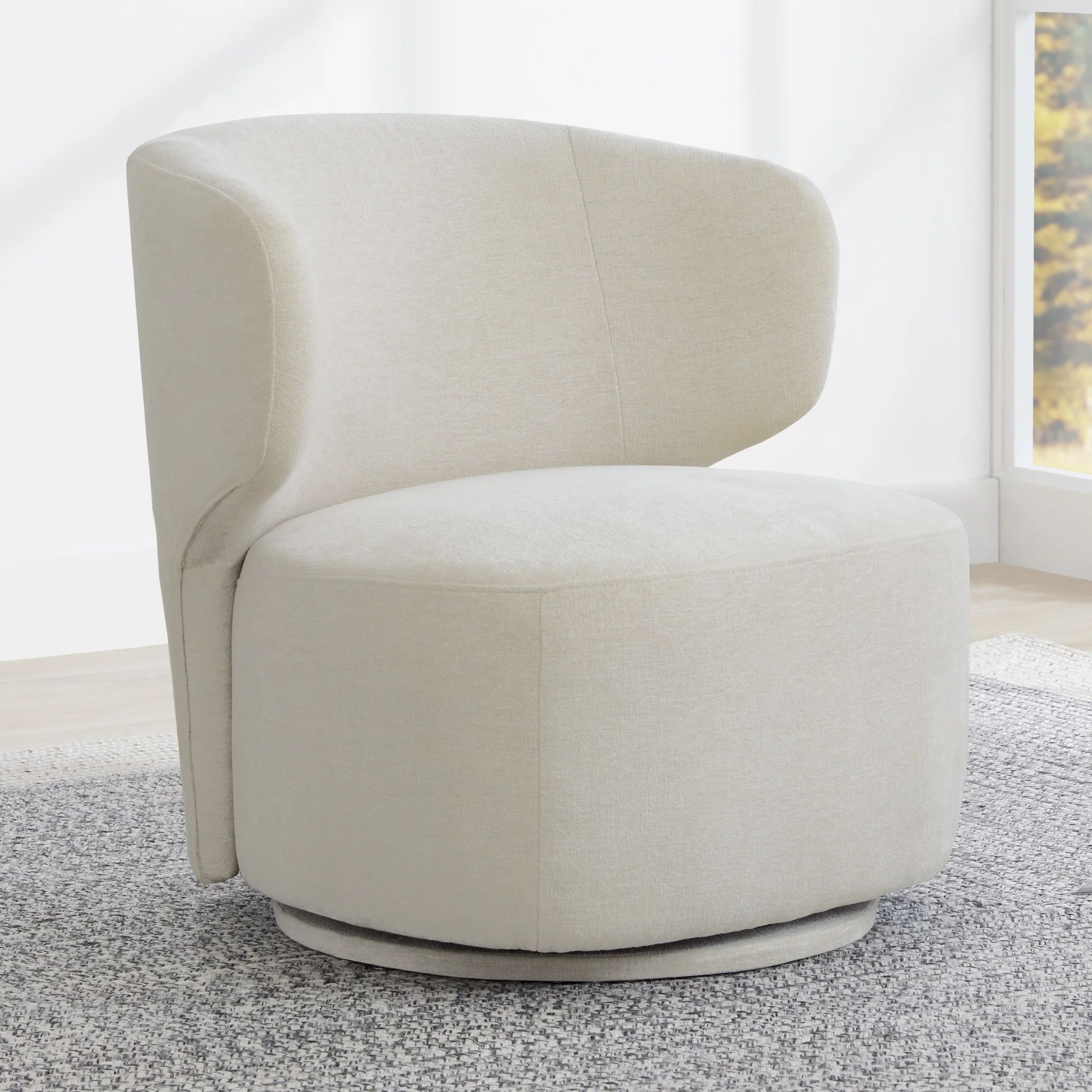 CHITA Modern Swivel Accent Chairs, Upholstered Living Room Chair, Fabric in Cream | Walmart (US)