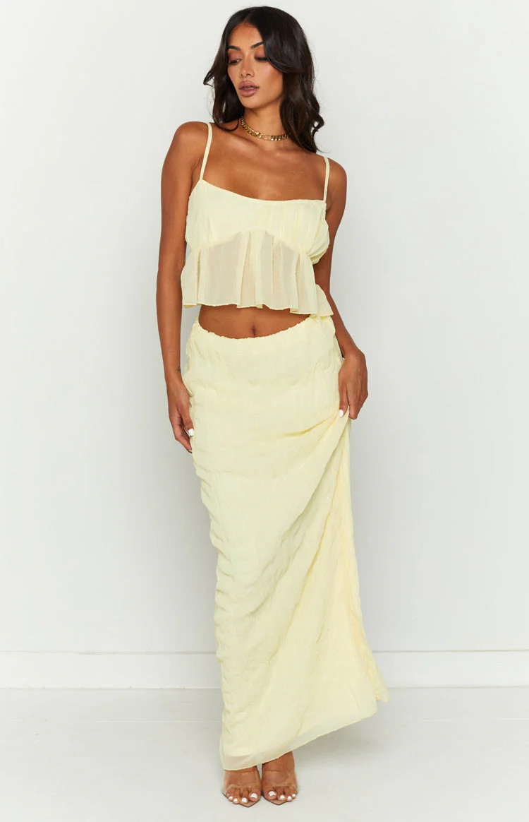 The Moment Yellow Maxi Skirt | Beginning Boutique (US)