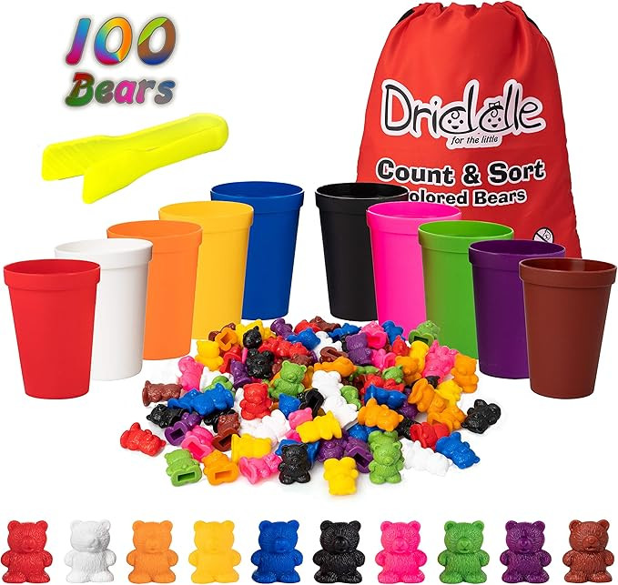 Colorful Counting Bears with Matching Cups - 100 Bears - Sort, Count & Color Recognition Learning... | Amazon (US)