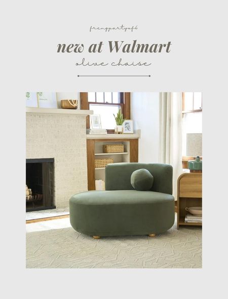 New at Walmart! This modern olive chaise is affordable and so fun for a playroom or modern home  

#LTKstyletip #LTKhome